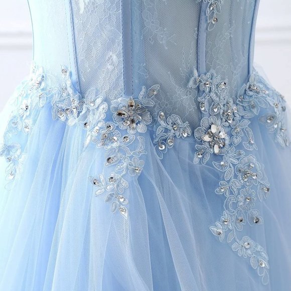 NEW Beautiful Bling Rhinestone Light Blue Cinderella Gown Prom Dress Quinceañera - Picture 6 of 7